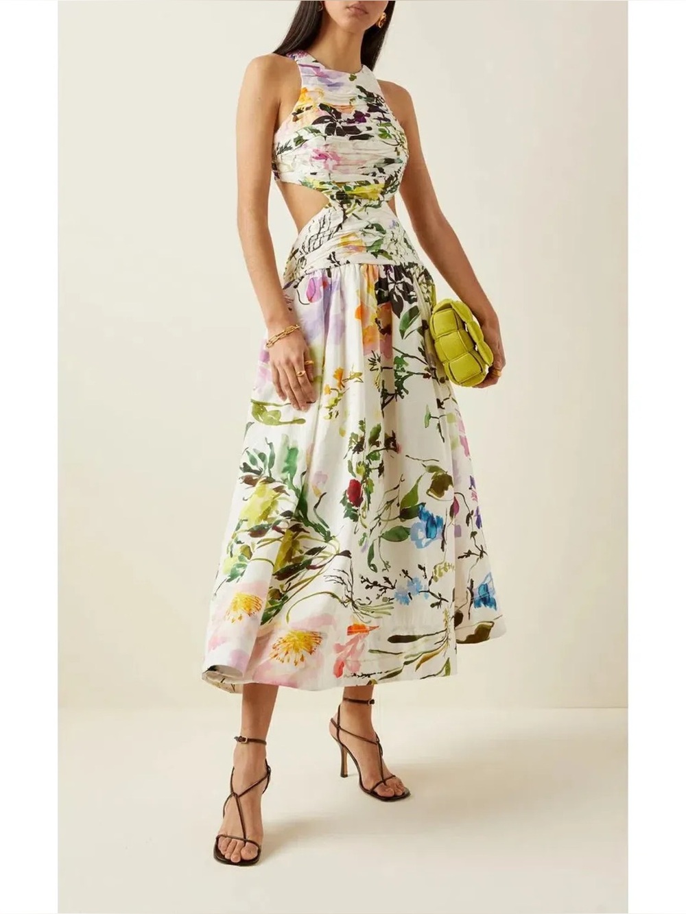 NWT Aje Introspect Cut Out Linen Midi Dress Size US4